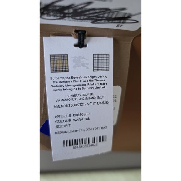 Burberry Medium Leather Book Tote Bag - Picture 14 of 16